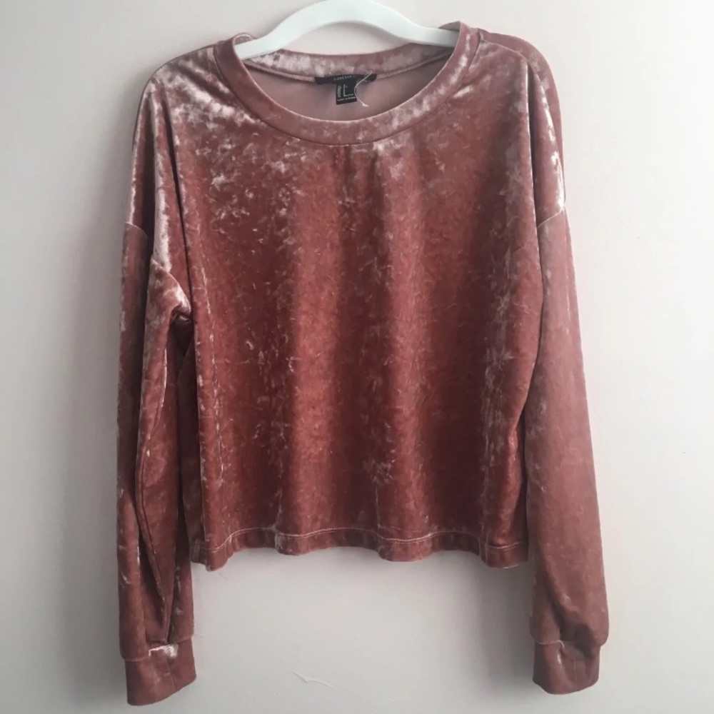 Forever 21 Pink Velvet Sweater Top Small